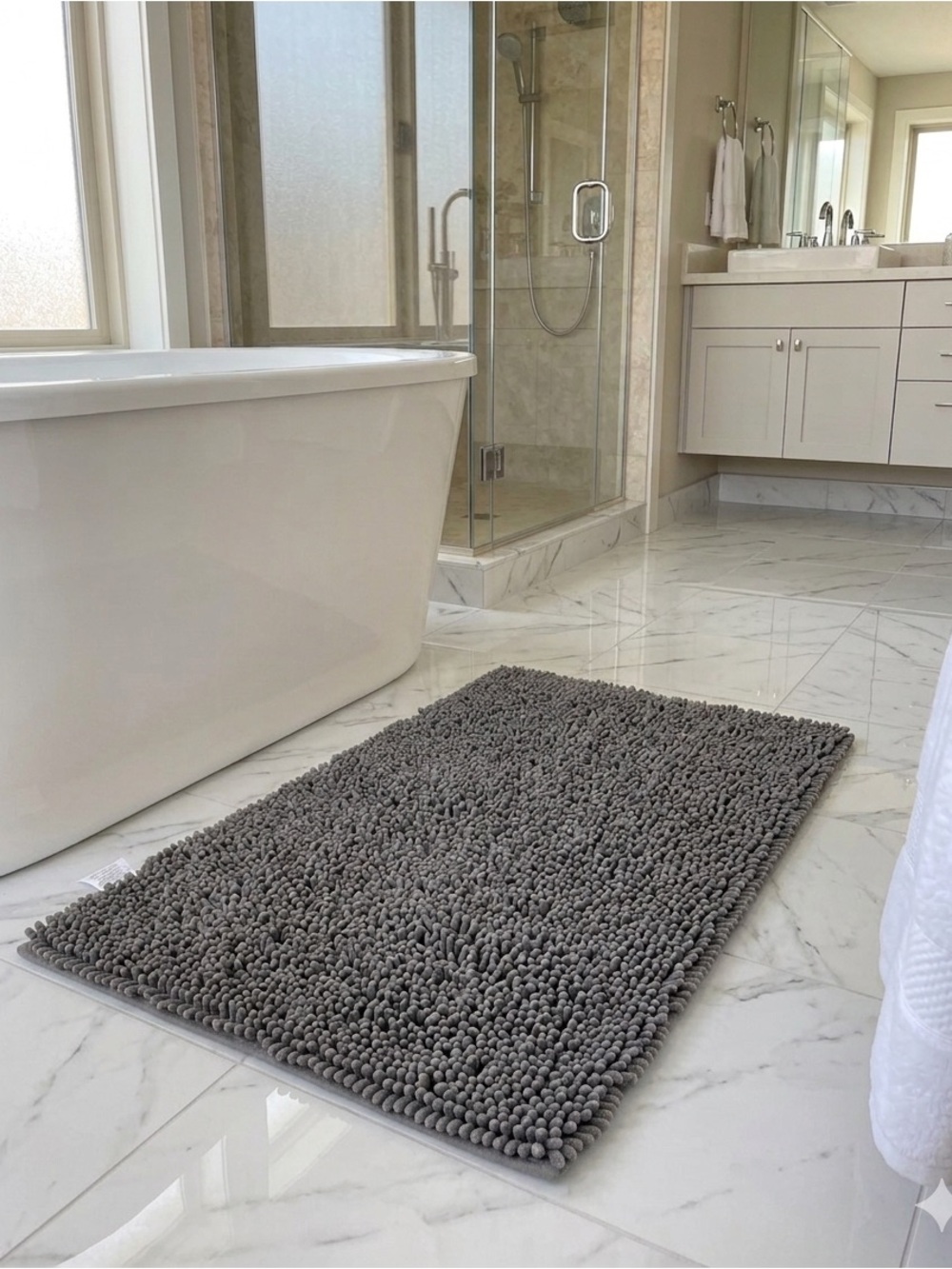 Plush Chenille Bathroom Rug - Gray
